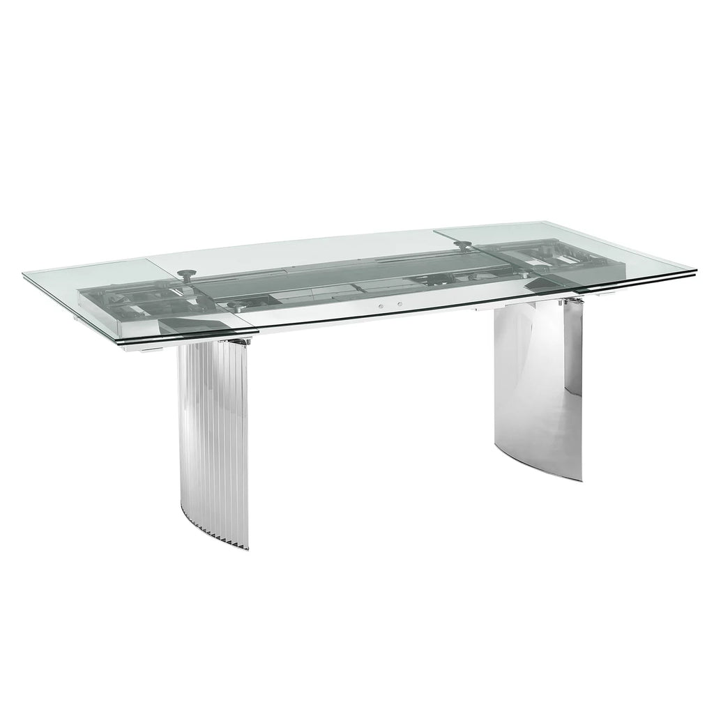 Motorized Dining Table Clear Glass Stainless Steel Base B8727