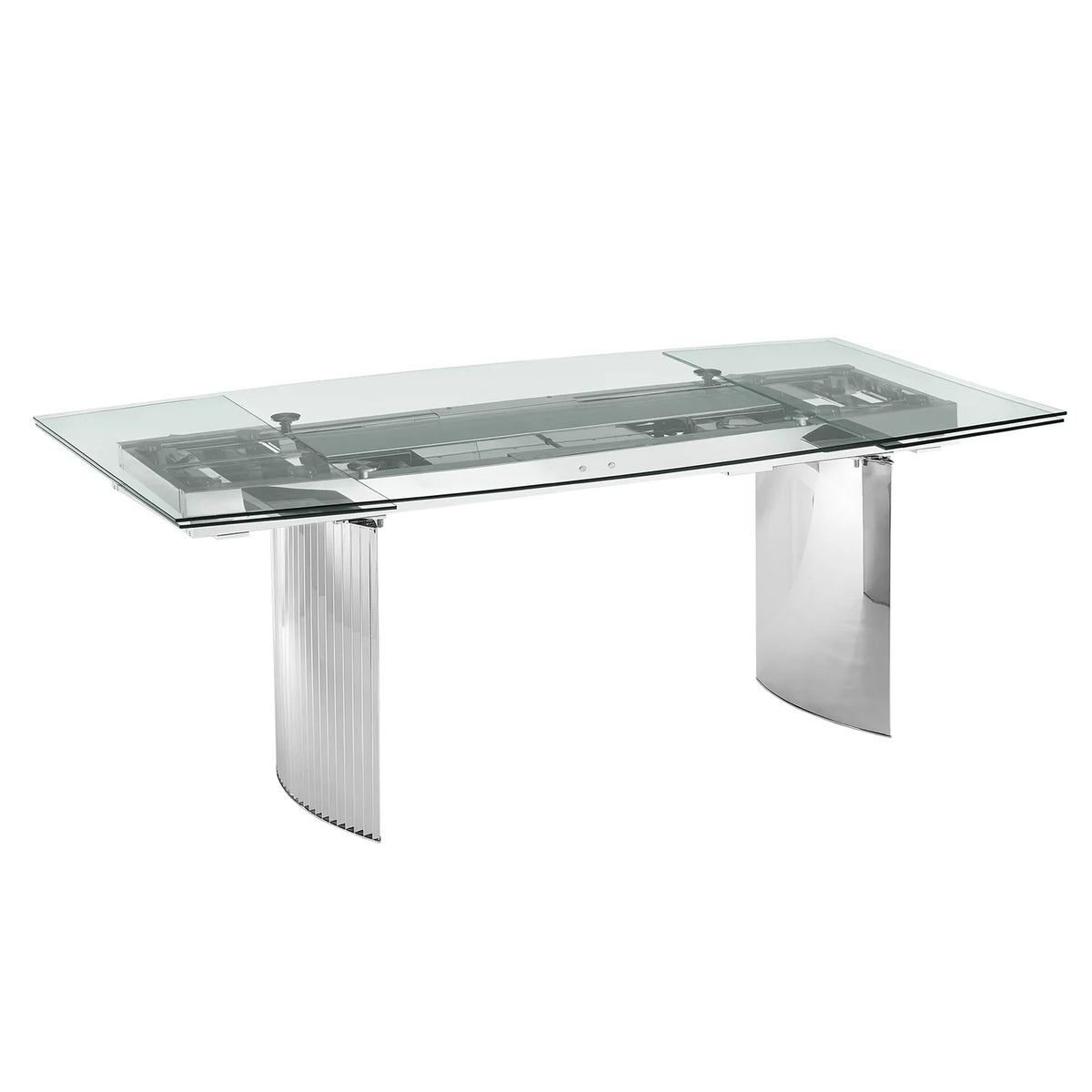 Motorized Dining Table Clear Glass Stainless Steel Base B8727