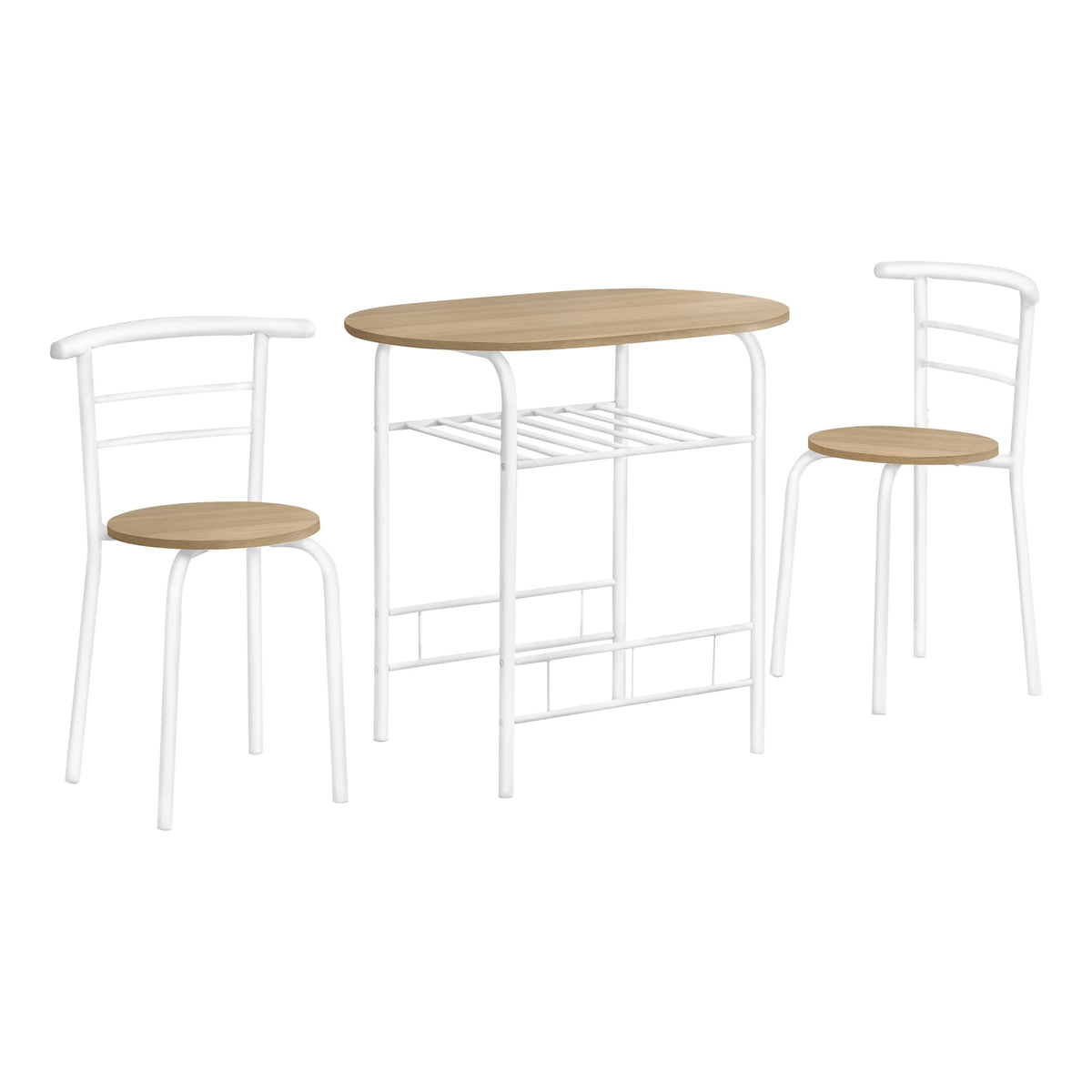 Dining Table Set 3pcs Set 32" L Metal Natural White D6791