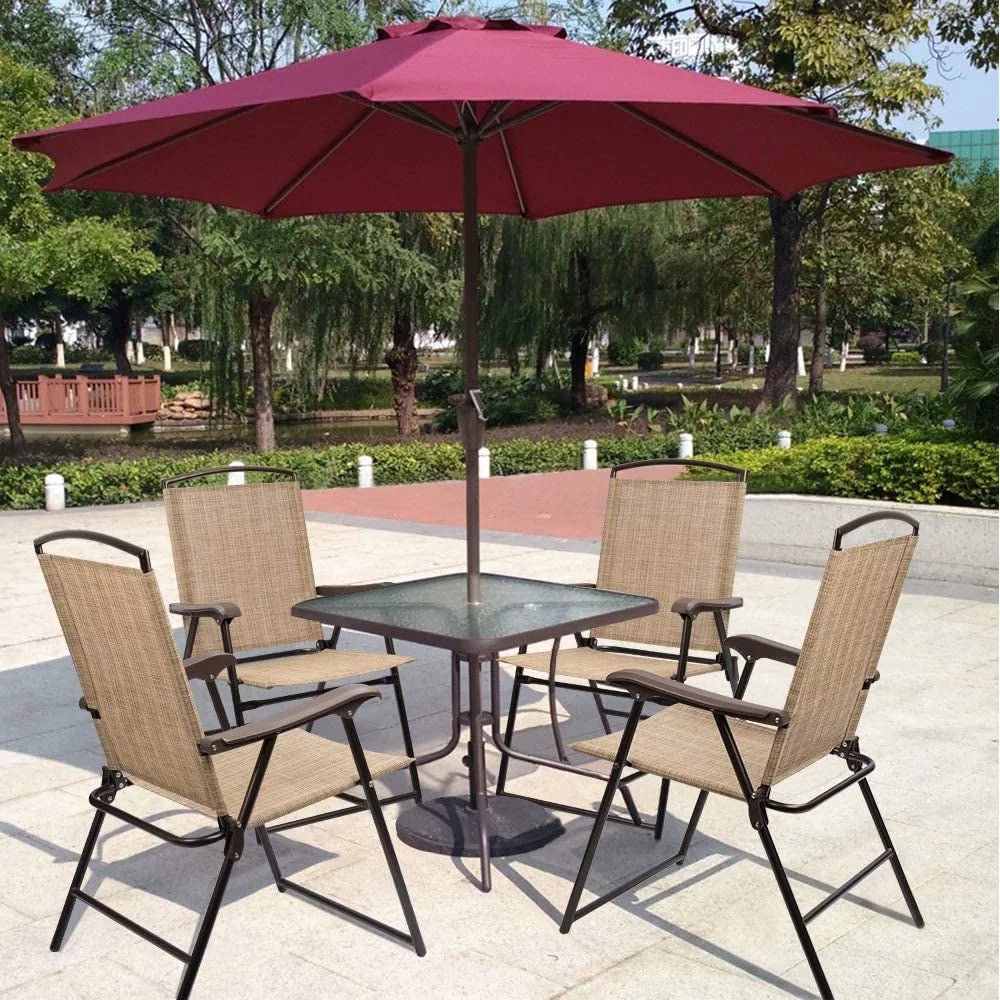 Beige Set of 2 Folding Sling Chair Z445