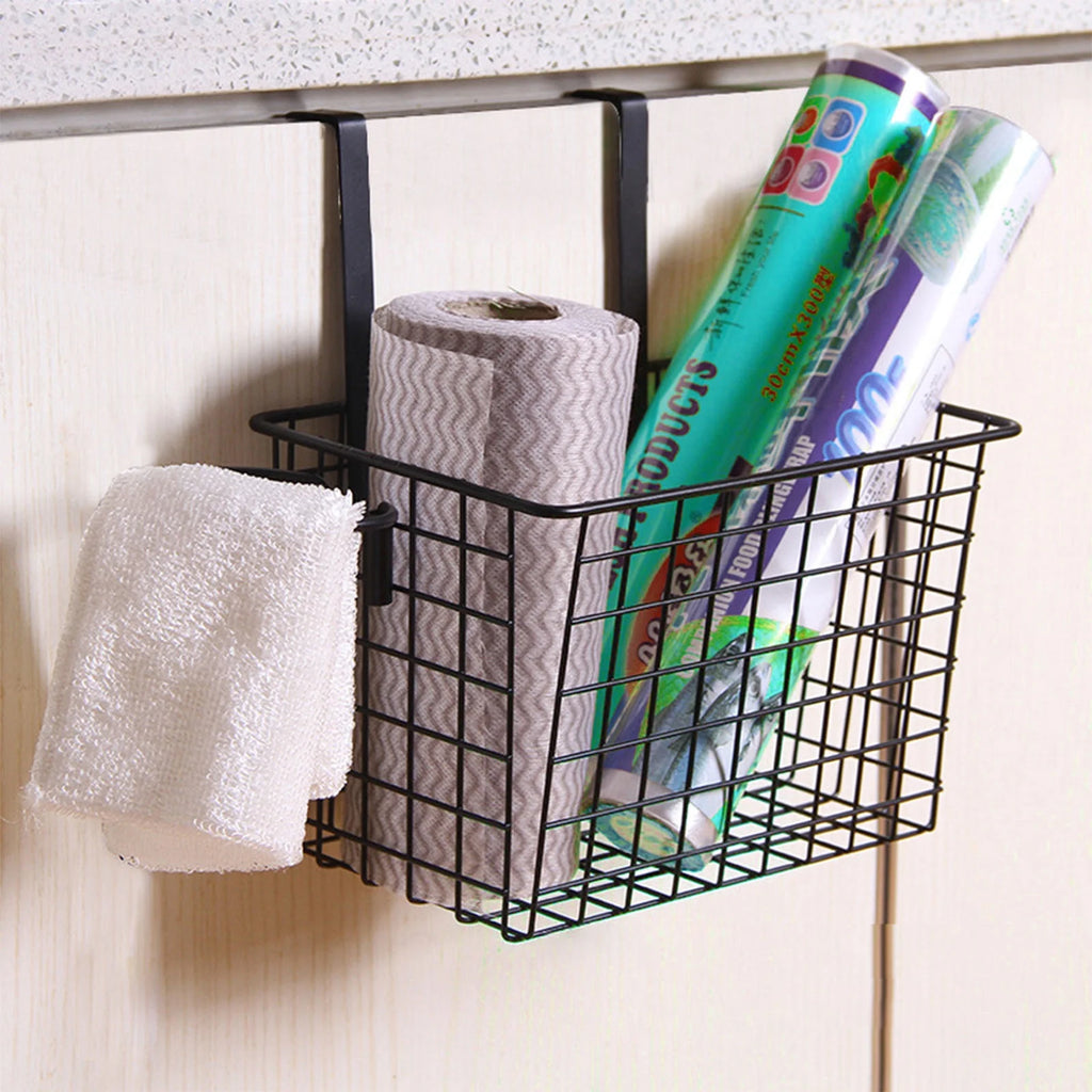 Over the Cabinet Door Organizer Set of 2, Black Grid Basket H539