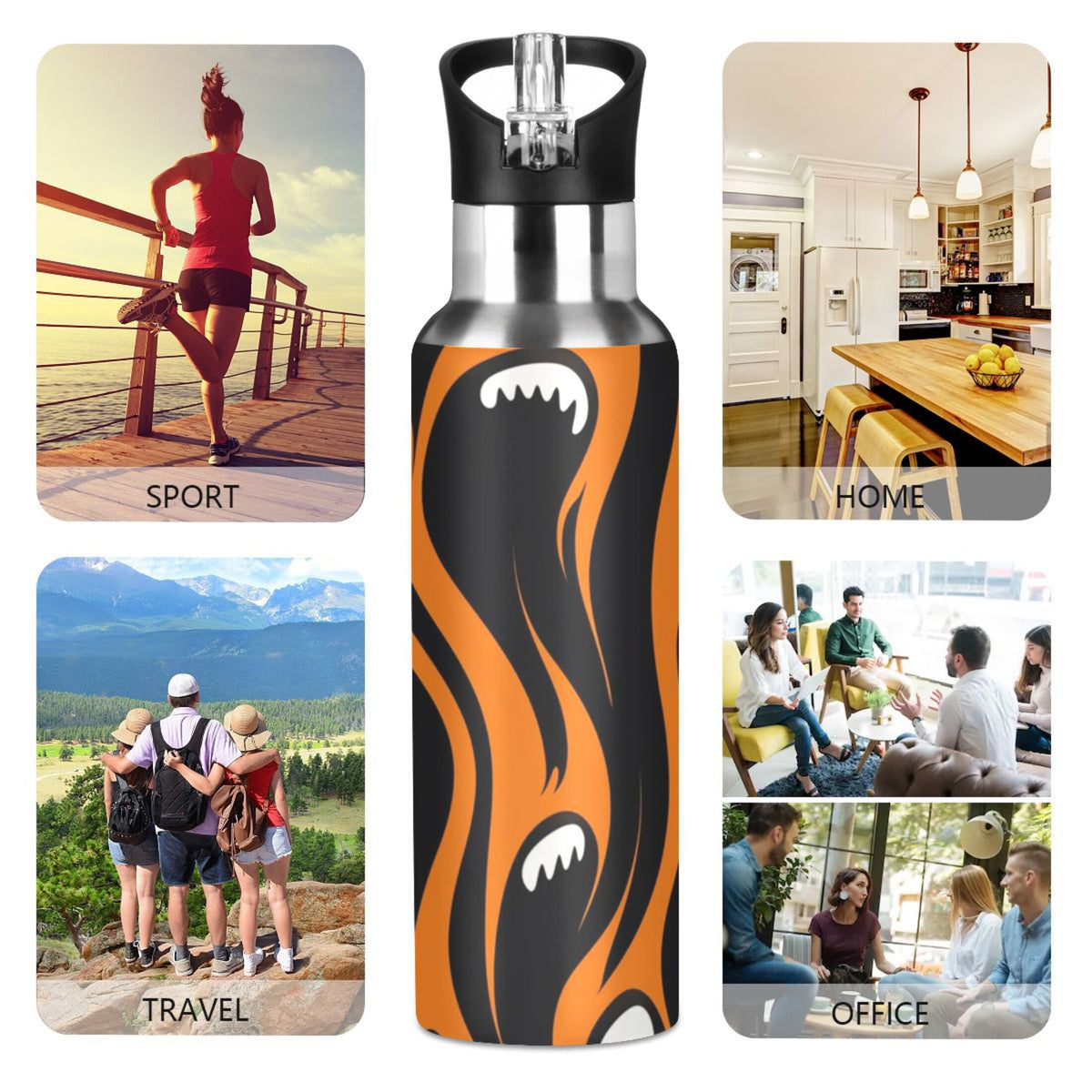 20 oz Insulated Stainless Steel Water Bottle with Straw Lid W55926