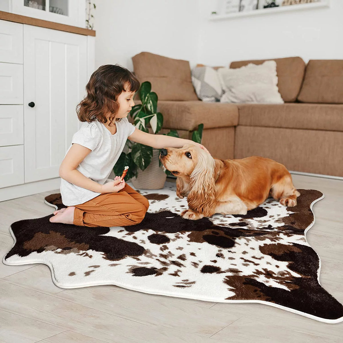 Faux Leather Animal Print Rug 5.2ft × 6.2ft H81863