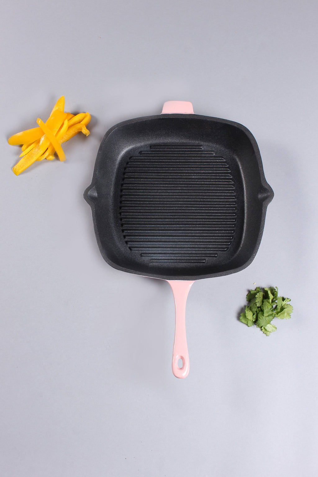 Pink Cast Iron Square Grill Pan O209615