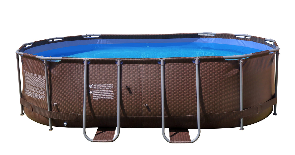 14 ft. Brown Oval Steel Frame Above Ground Swimming Pool W1024