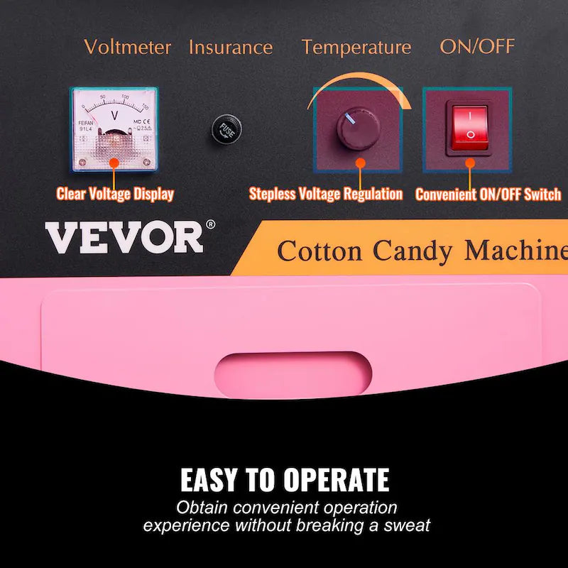 Electric Cotton Candy Machine with Cart 1000 W Stainless Steel Bowl W441783