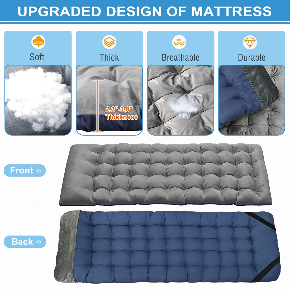 Portable Folding Camping Cot with Pearl Mattress and Carry Bag M555507