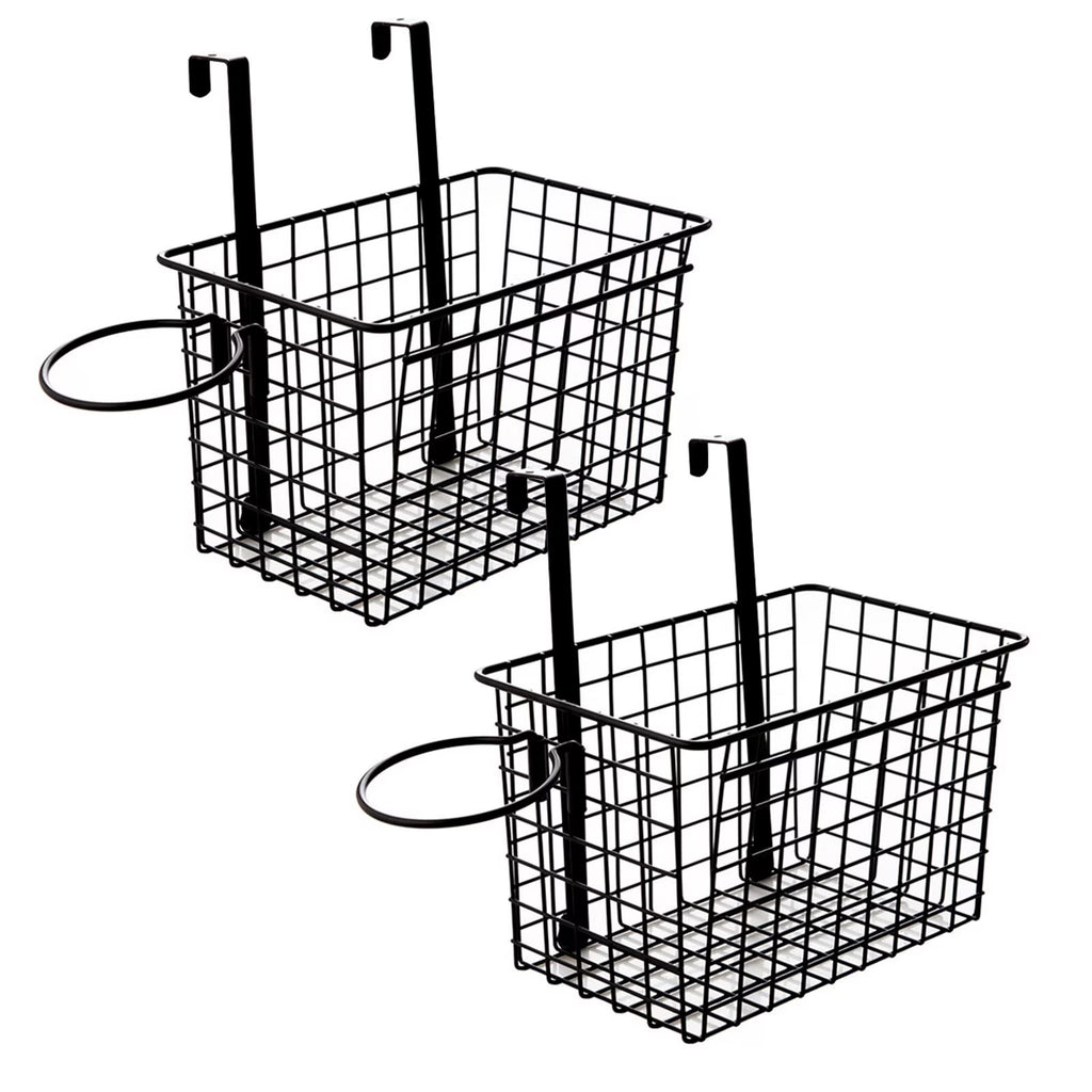 Over the Cabinet Door Organizer Set of 2, Black Grid Basket H539