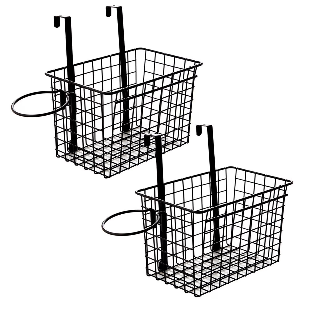 Over the Cabinet Door Organizer Set of 2, Black Grid Basket H539