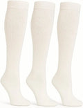 White Diabetic Knee High Socks for Men 3 Pairs P654