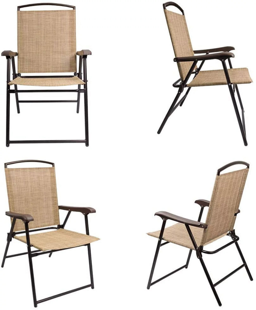 Beige Set of 2 Folding Sling Chair Z445
