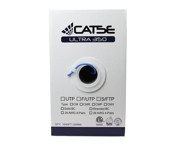 Cat5e Shielded Bulk Ethernet Cable, 24AWG, 1000ft Black X817
