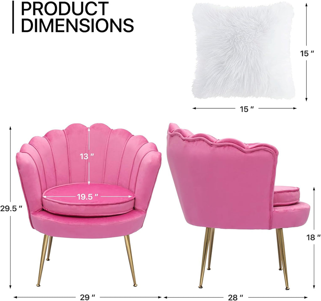 Velvet Tufted Chair with Cushion and Golden Legs F416990