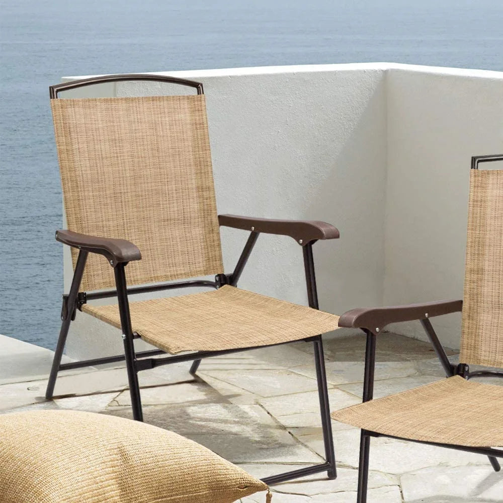 Beige Set of 2 Folding Sling Chair Z445