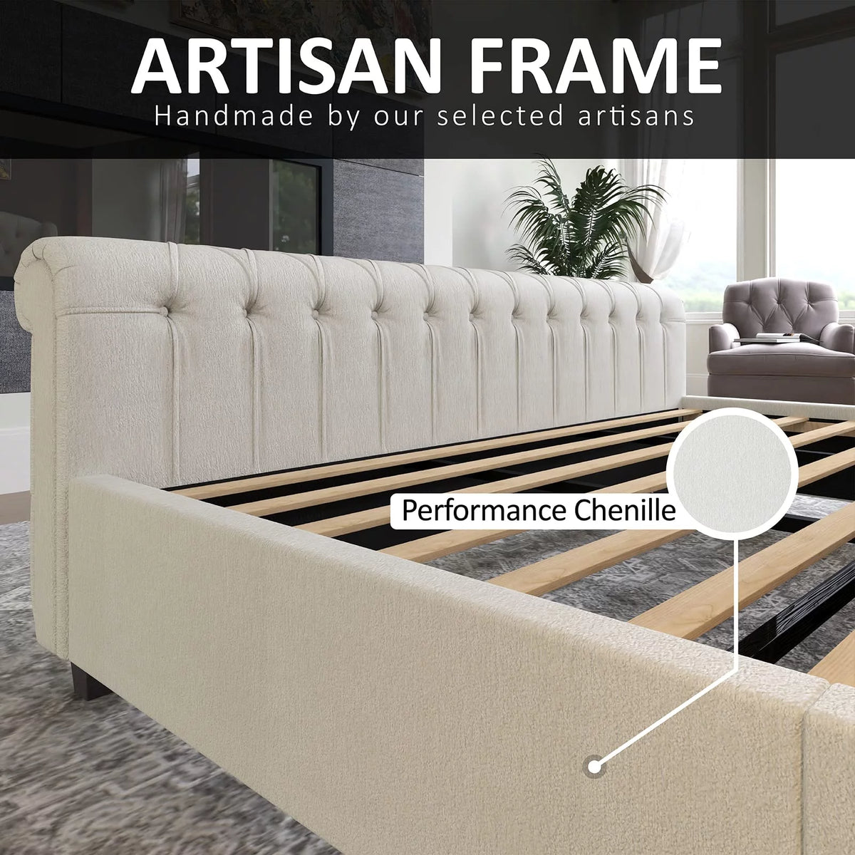 Queen Size Velvet Upholstered Platform Bed Frame B824