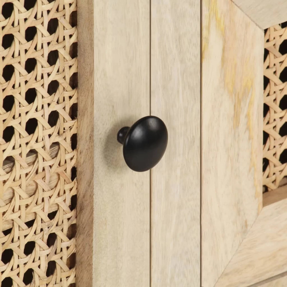 Solid Mango Wood and Natural Cane Sideboard L97305