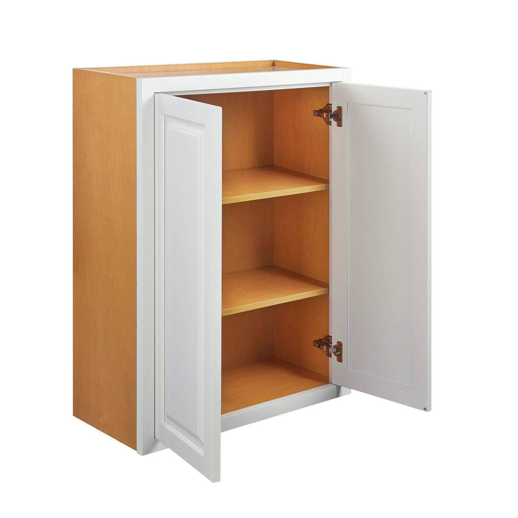 Vintage White Inset Raised Panel Wall Cabinet Double Door 24 Q3411