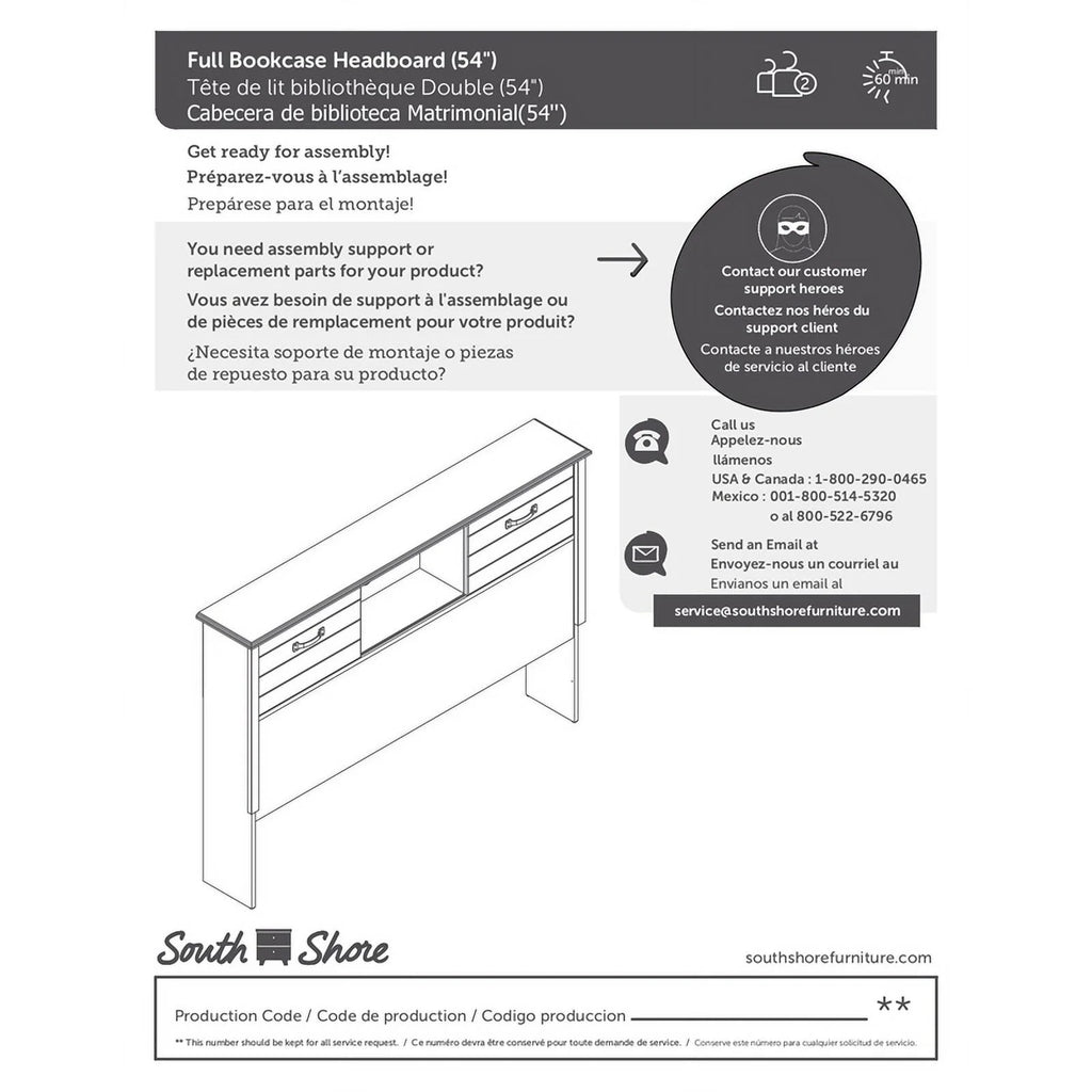 Modern Bookcase Headboard Winter Oak Q1485