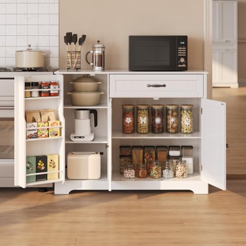 Kitchen Sideboard Buffet Cabinet with Drawer and Shelves R65757