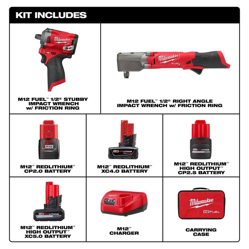 12V Brushless Cordless 1/2 in. Impact Wrench Kit & Right Angle Impact Wrench V58086