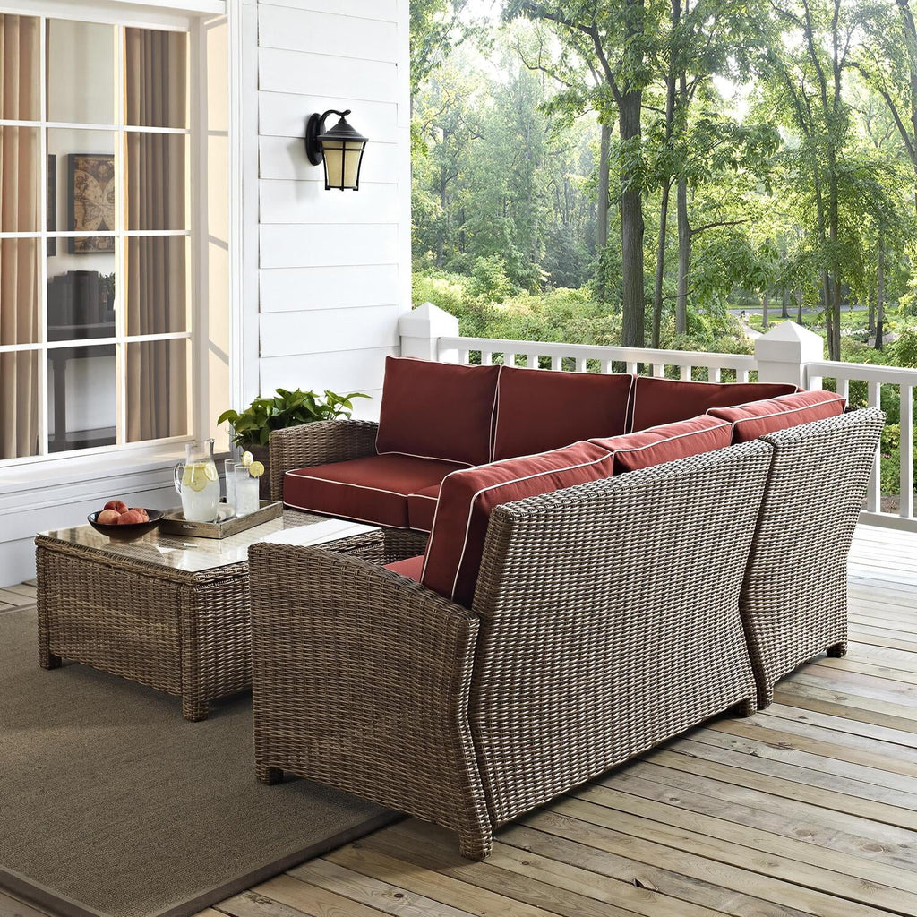4Pc Outdoor Wicker Sectional Set Sangria Weathered Brown V52790