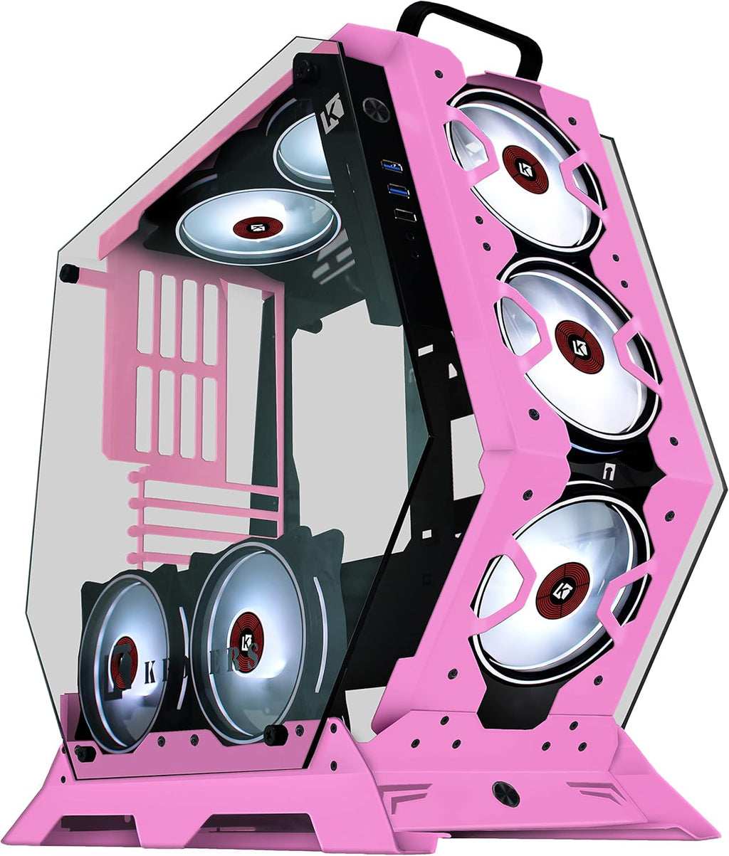PC Gaming Case ATX Mid Tower Open Case with Tempered Glass U31883