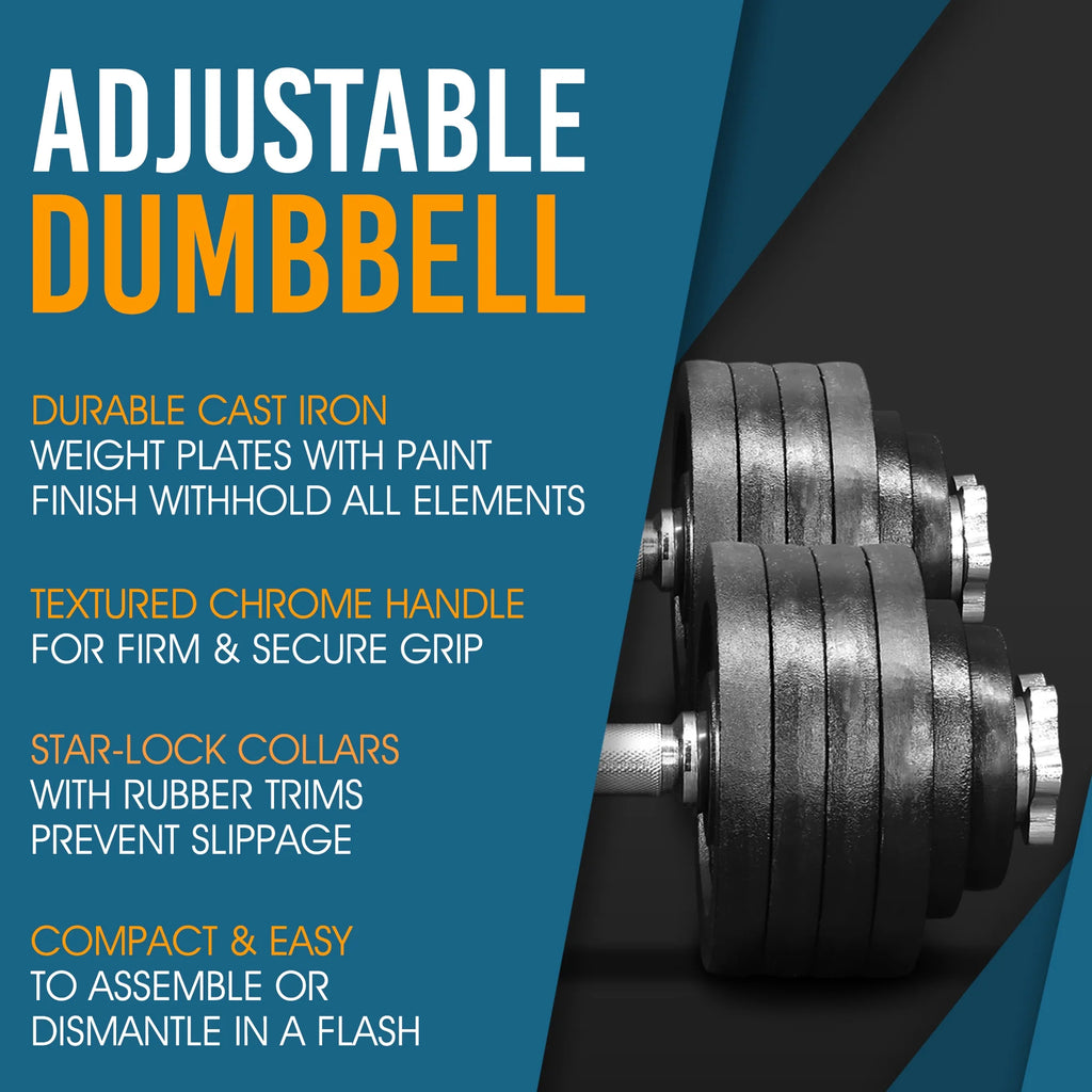 105 lbs Adjustable Cast Iron Dumbbell Set E955