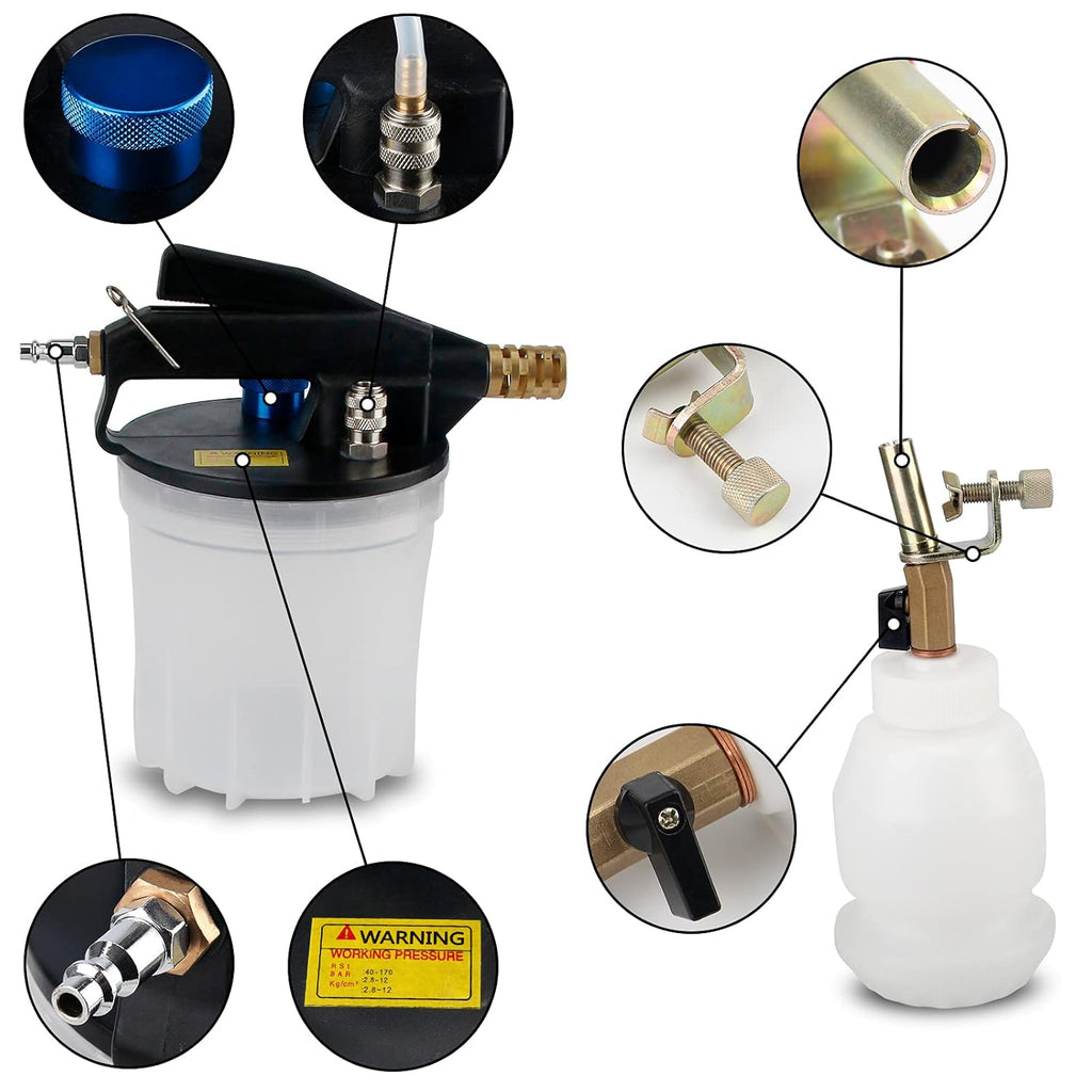 2L Vacuum Brake Bleeder Kit with 2L Brake Fluid Extractor and 1L Refilling Bottle, Two Silicon Hoses Z3564