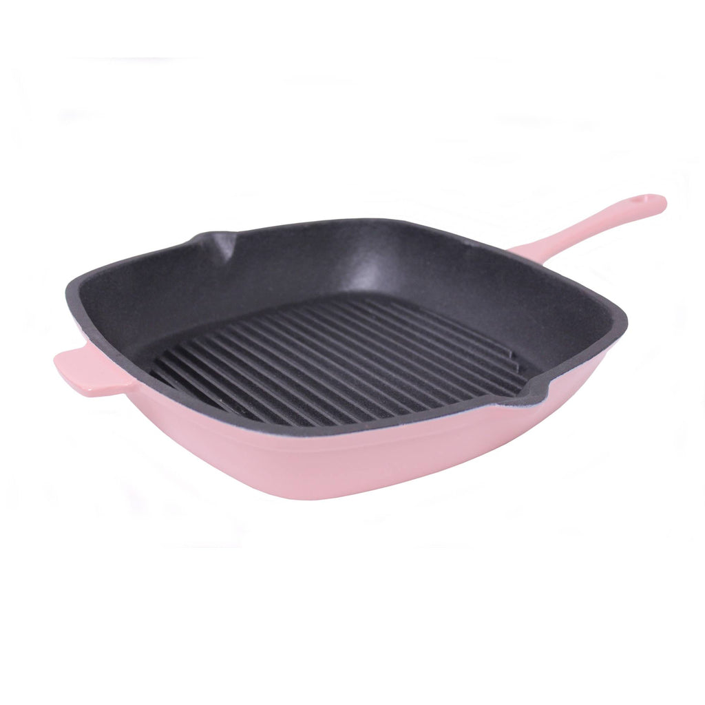 Pink Cast Iron Square Grill Pan O209615