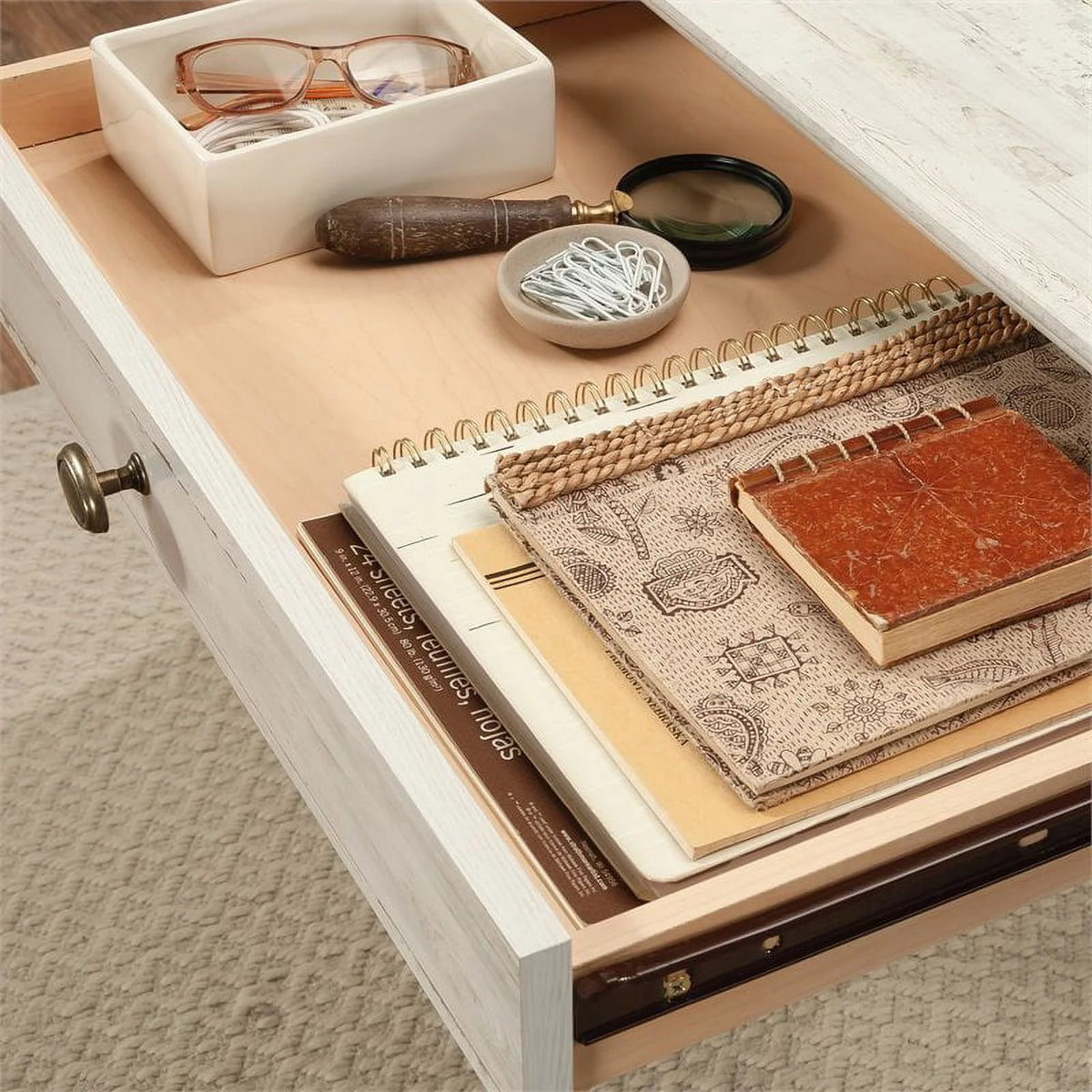 White Plank Finish Executive Desk R811497