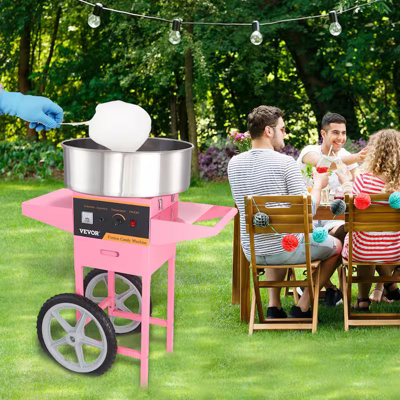 Electric Cotton Candy Machine with Cart 1000 W Stainless Steel Bowl W441783