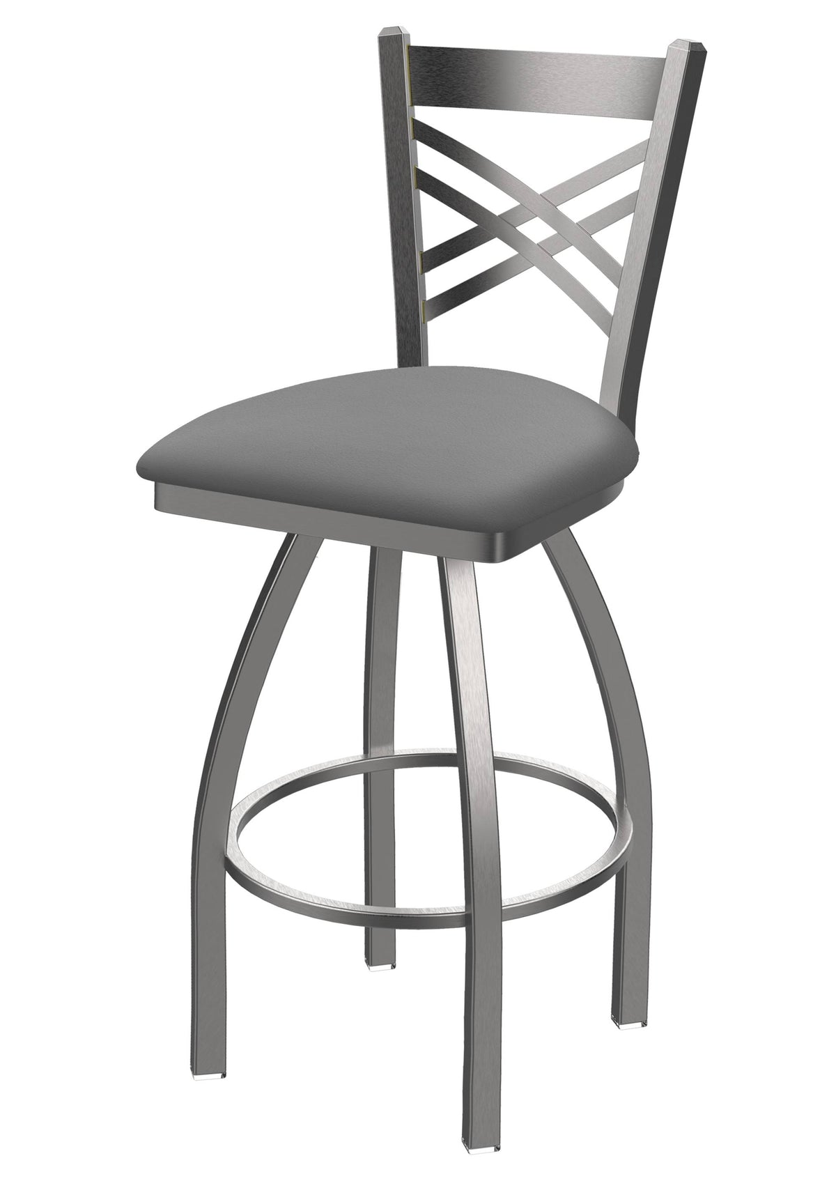 Swivel Bar Stool with Stainless Finish and Folkstone Grey Seat B899166