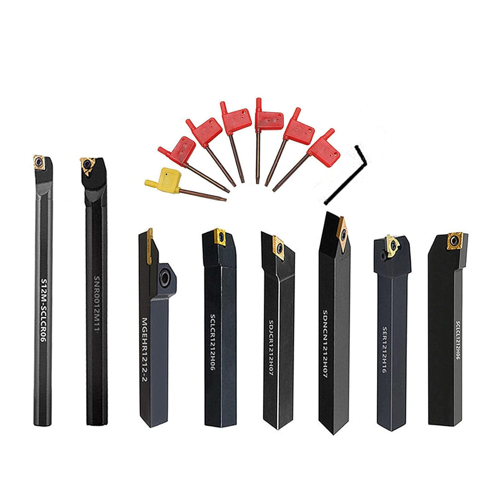 8 Sets 1/2 Shank Lathe Turning Tool Holders with Indexable Carbide Inserts A504872
