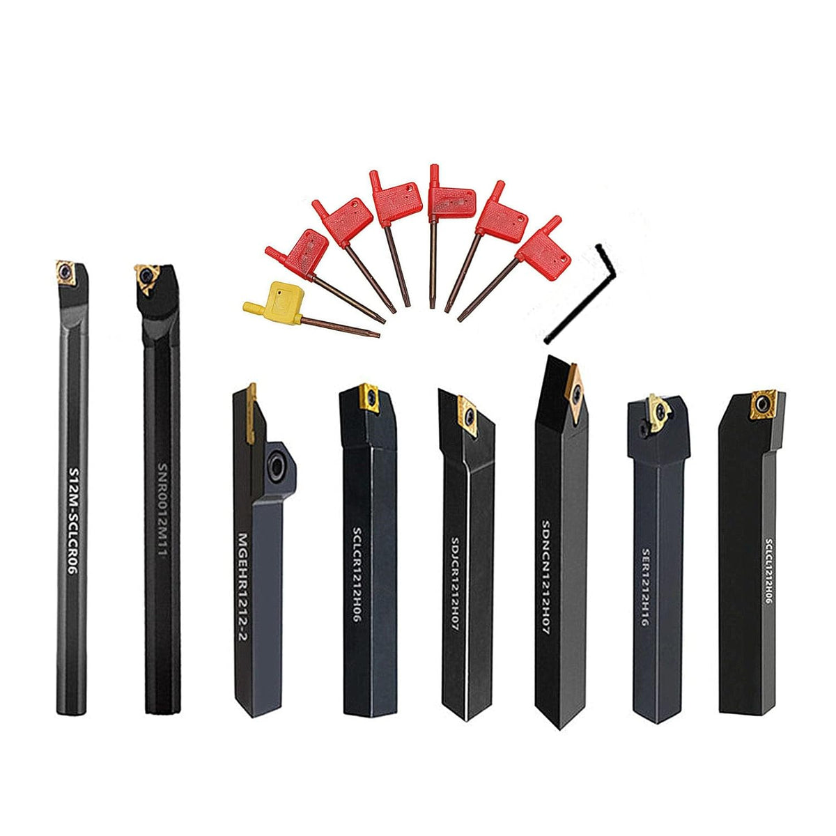 8 Sets 1/2 Shank Lathe Turning Tool Holders with Indexable Carbide Inserts A504872