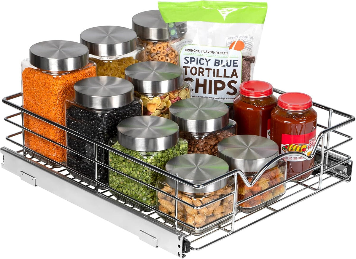 Pull Out Cabinet Organizer Basket, 11W x 21D x 5H B41251