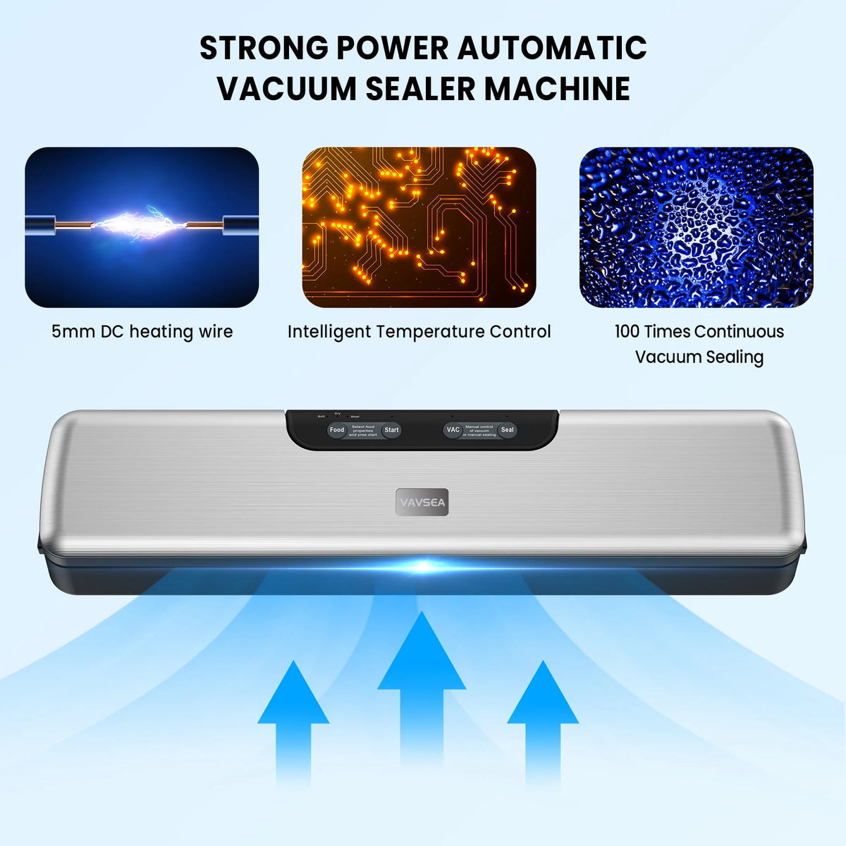 70Kpa Vacuum Sealer with Vacuum Hose & 10Pcs Bags R725