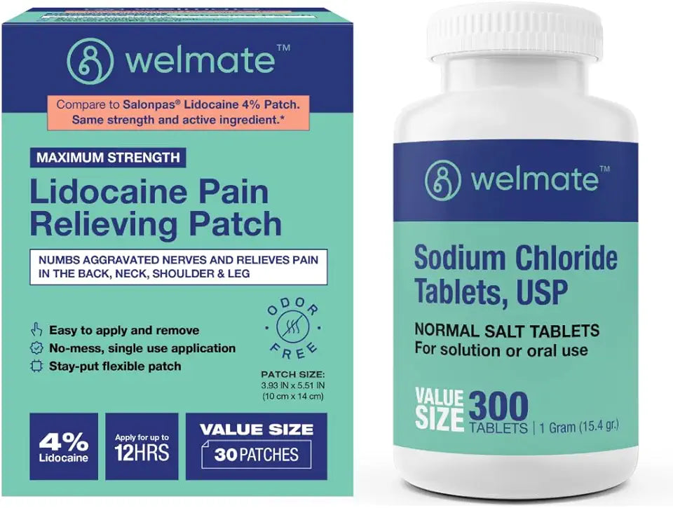 Sodium Chloride Tablets 300ct and 4% Lidocaine Numbing Patch 30 ct C274