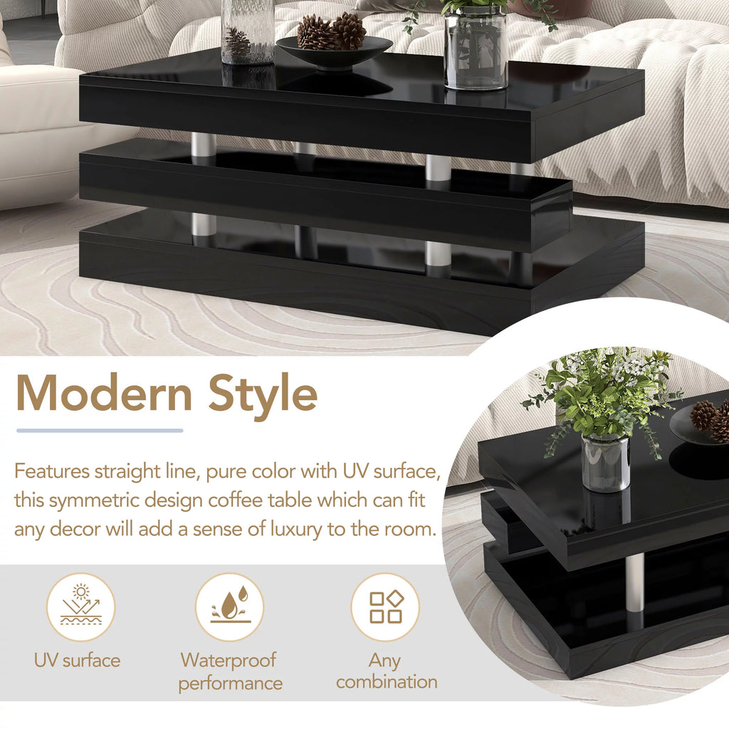 2-Tier Coffee Table with Silver Legs O406
