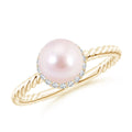 14K Yellow Gold Akoya Cultured Pearl & Diamond Halo Ring S772