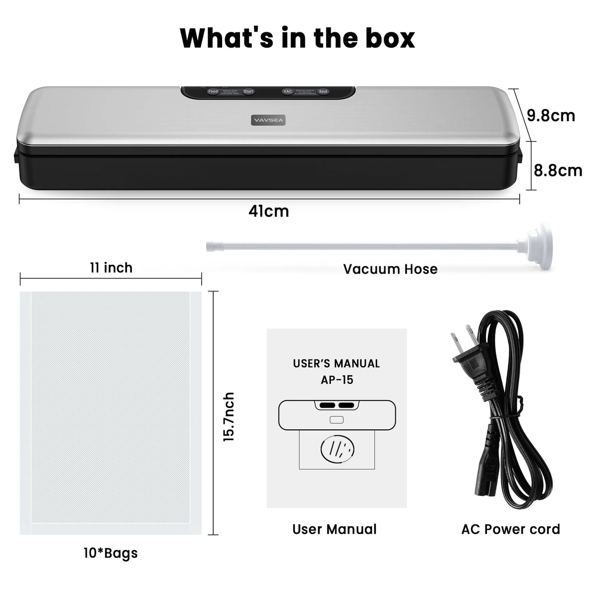 70Kpa Vacuum Sealer with Vacuum Hose & 10Pcs Bags R725