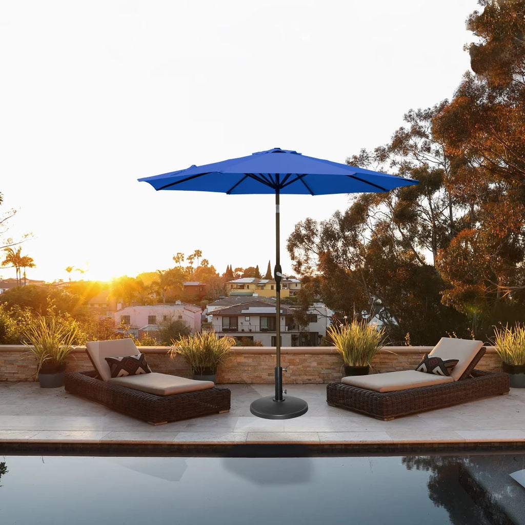 9 Ft Patio Umbrella with Round Resin Base I413