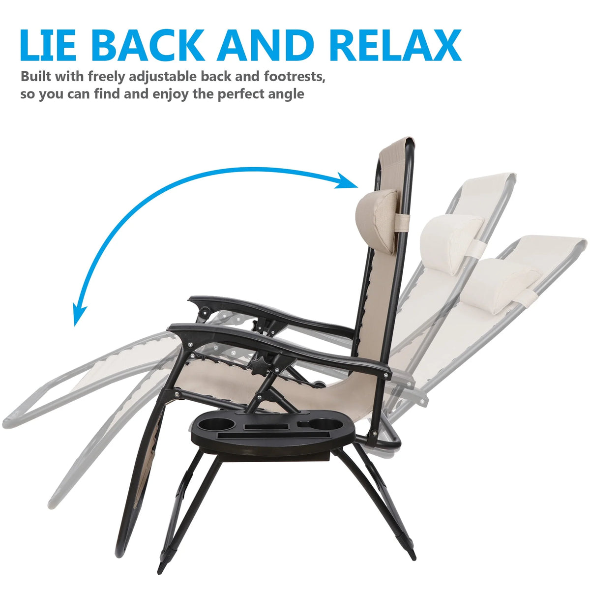 2 Pack Beige Steel Zero-Gravity Chair T476865