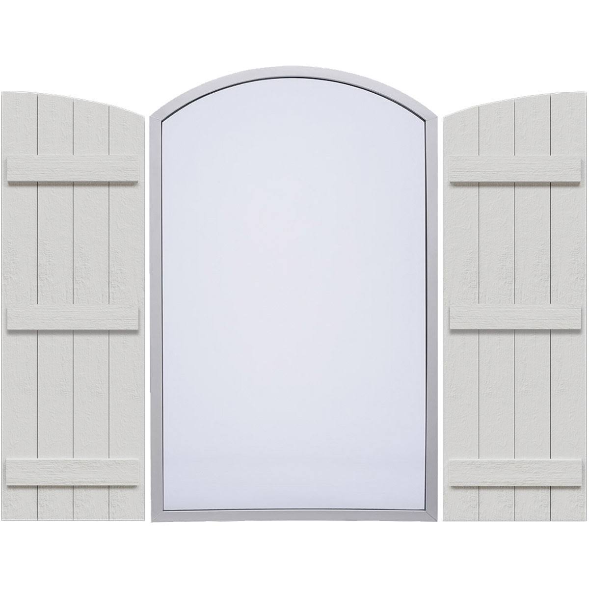 Rustic Faux Wood Shutters with Elliptical Arch Top O767721