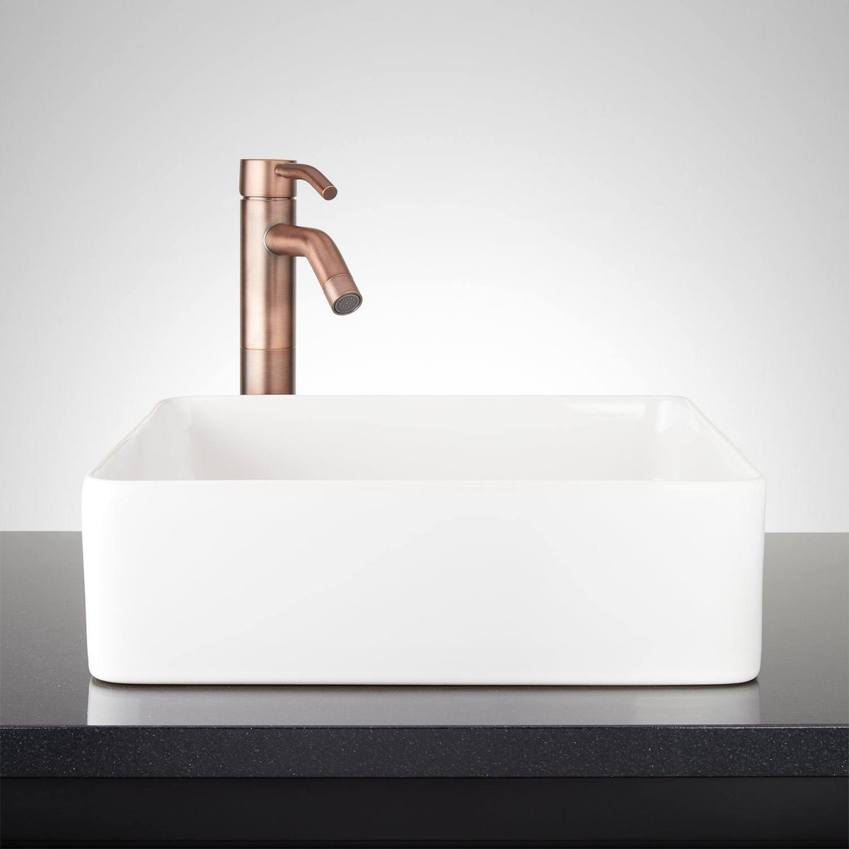 White Square Fireclay Vessel Sink W670