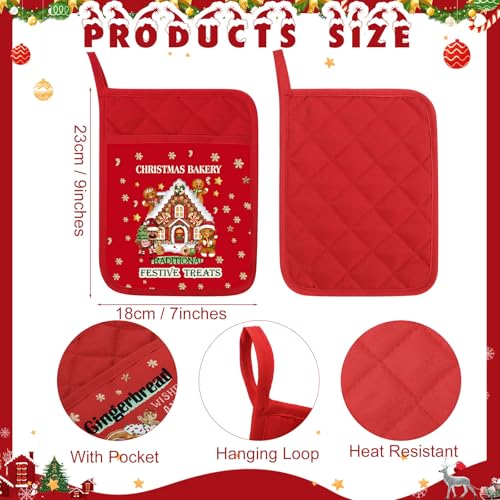 12 Pcs Christmas Pot Holders with Pocket Red and Green Heat Resistant Oven Mitts Z382378