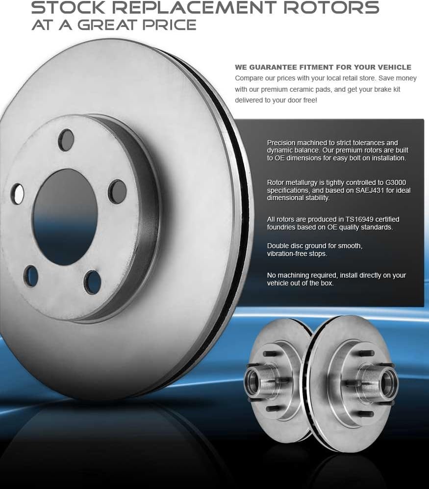5 Lug Brake Disc Rotors with Ceramic Brake Pads C7743