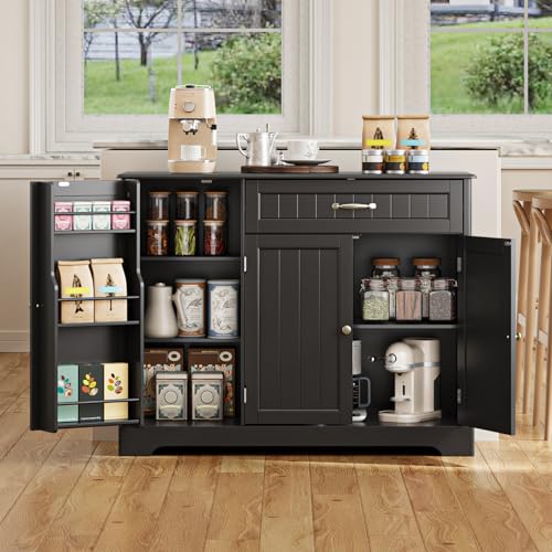 Kitchen Sideboard Buffet Cabinet with Drawer and Shelves R65757