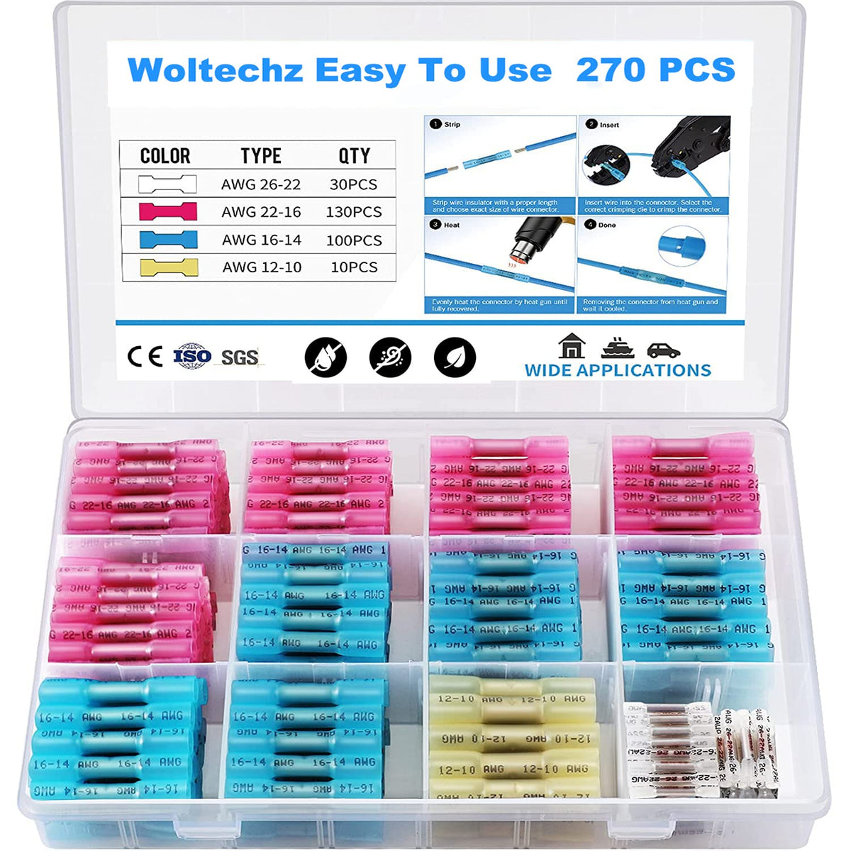 340Pcs Waterproof Heat Shrink Solder Seal Wire Connectors L49503