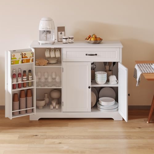 Kitchen Sideboard Buffet Cabinet with Drawer and Shelves R65757