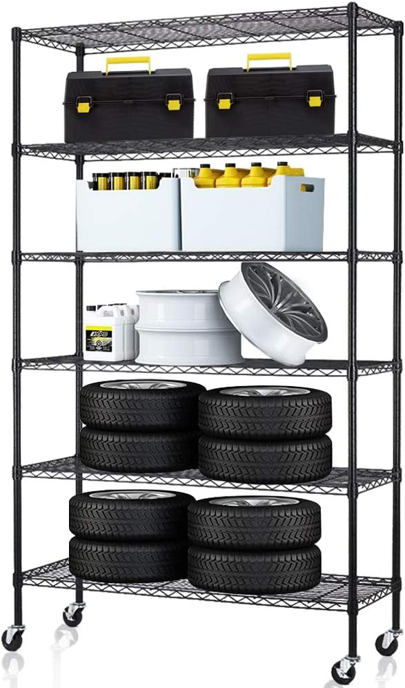 6 Tier Heavy Duty NSF Metal Shelving with Wheels S9169